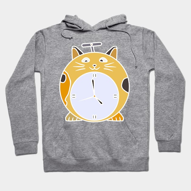 colorful round cat shaped alarm clock Hoodie by bloomroge